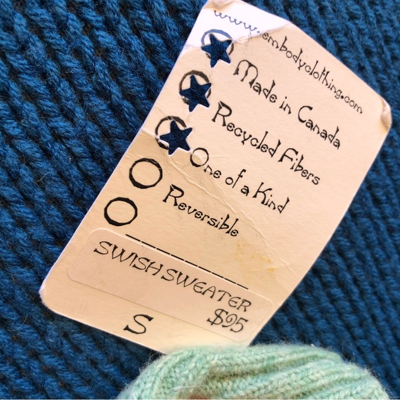 Swish Sweater Cotton Acrylic Upcycled Knit Green Blue Embody Wrap Cardigan Top - Picture 5 of 5